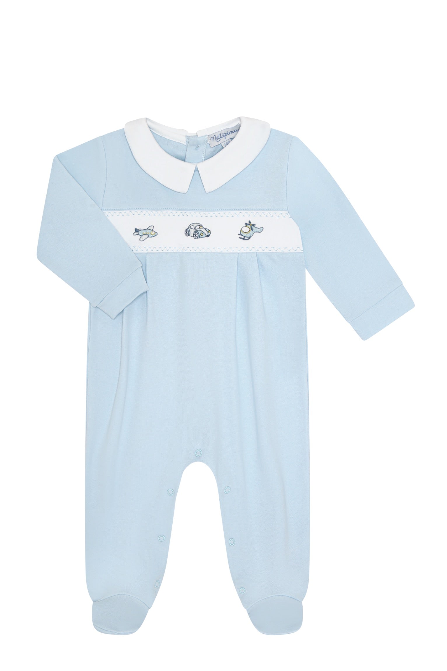 Mini Voyages Embroidery Pima Cotton Footie
