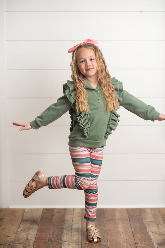 Sage Ruffle Hoodie Set