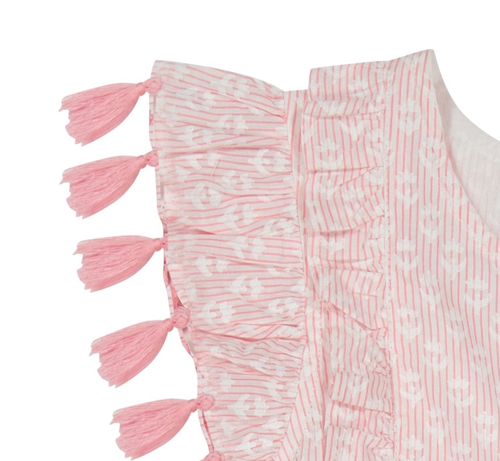 Sophie Girls Tassel Dress Rose Stripe