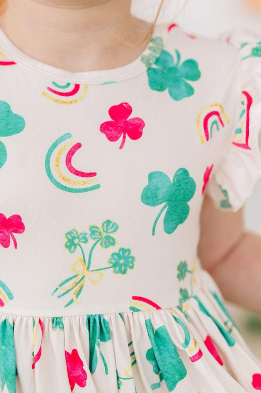 SALE Top of the Mornin' Flutter Sleeve Twirl Dress