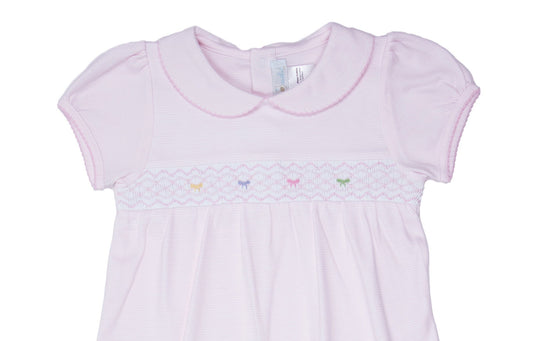 Smocked Bow Dress, Infant Girls, Pink