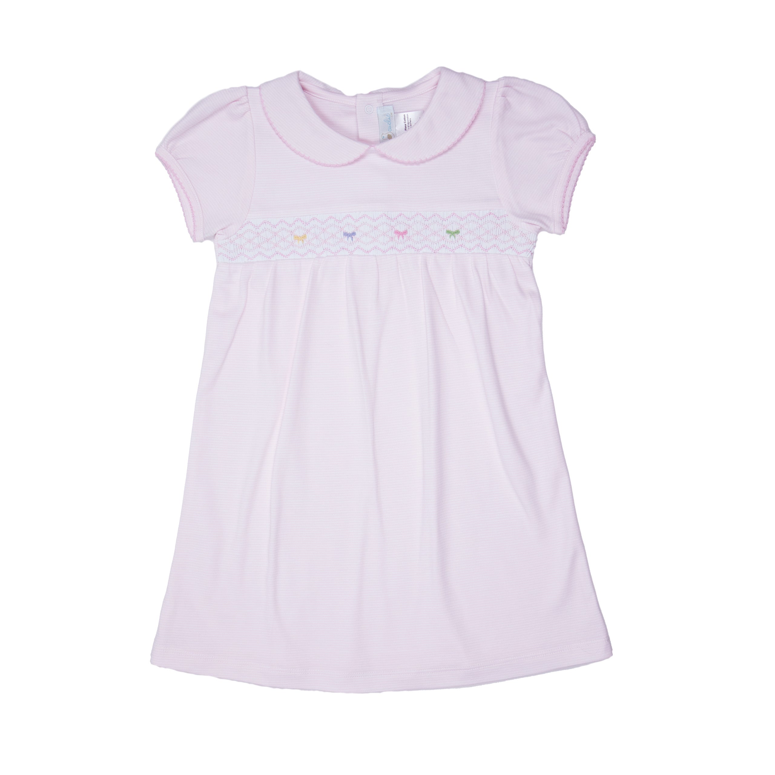Pink Smocked Pima Cotton Bow Dress