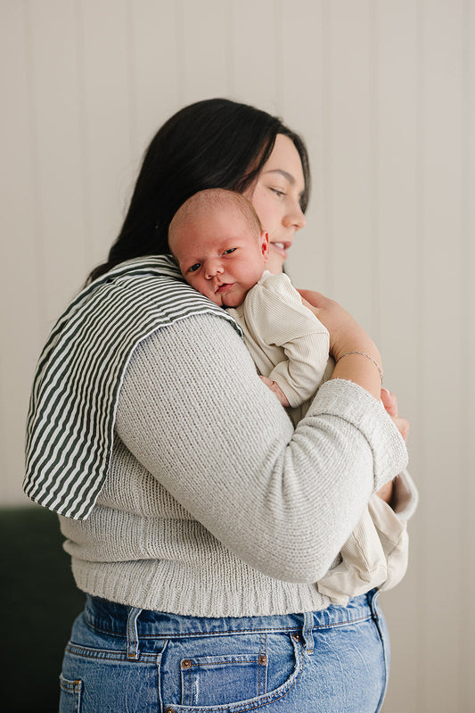 Green Stripes Muslin Burp Cloth