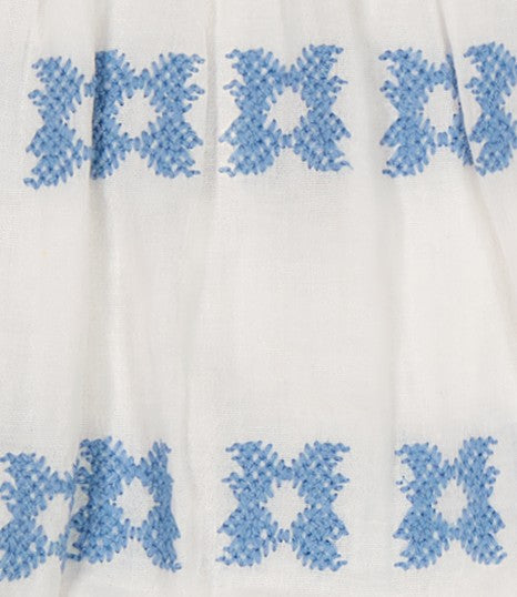 Mini Capucine Girls' Coverup White with Blue Embroidery