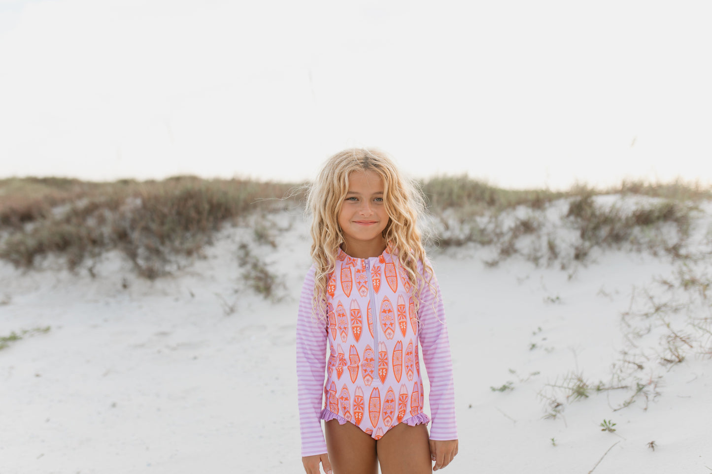 Surfboard Print Zip Swimsuit