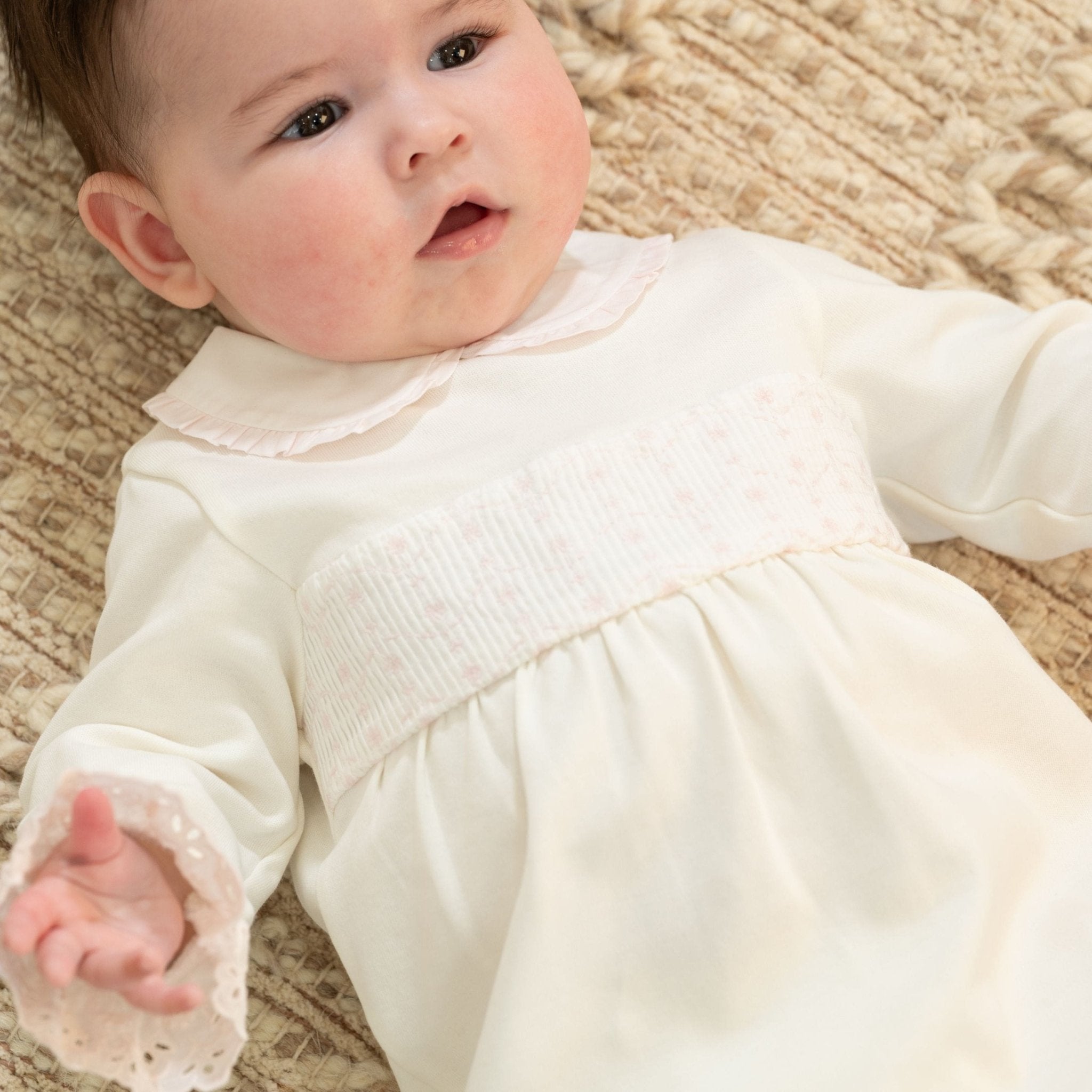 Adina Ivory & Pink Organic Cotton Footie - Blissfully Lavender BoutiqueBebe Sweeny