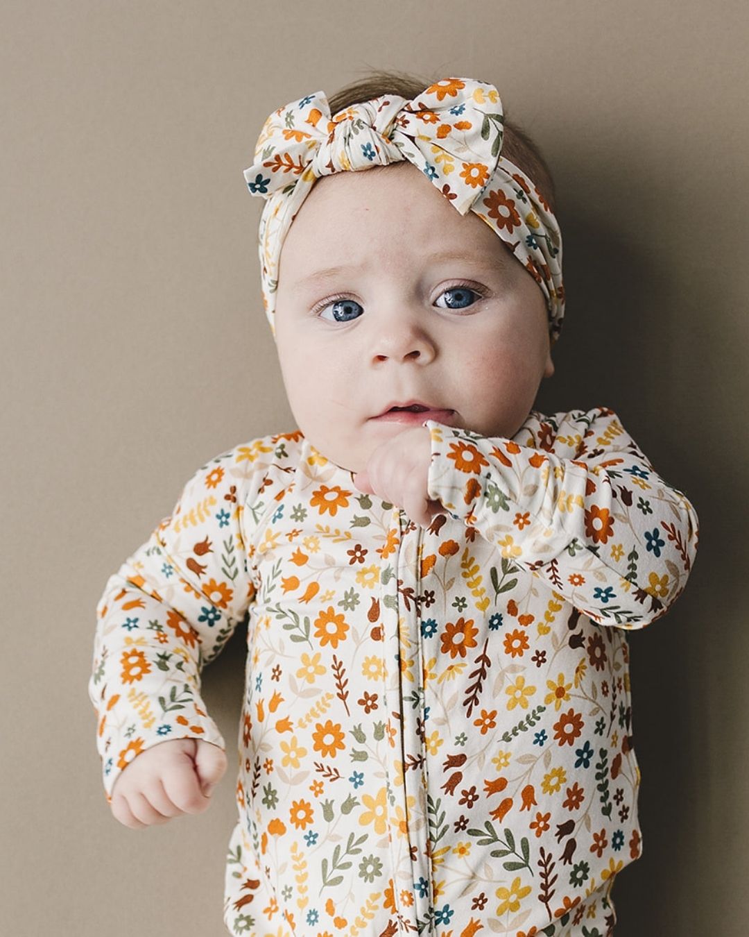 Baby Girl Fall Flowers Bamboo Headband - Blissfully Lavender BoutiqueLUCKY PANDA KIDS