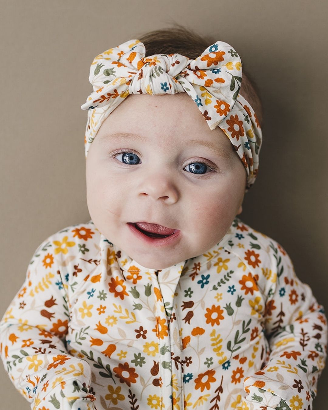 Baby Girl Fall Flowers Bamboo Headband - Blissfully Lavender BoutiqueLUCKY PANDA KIDS