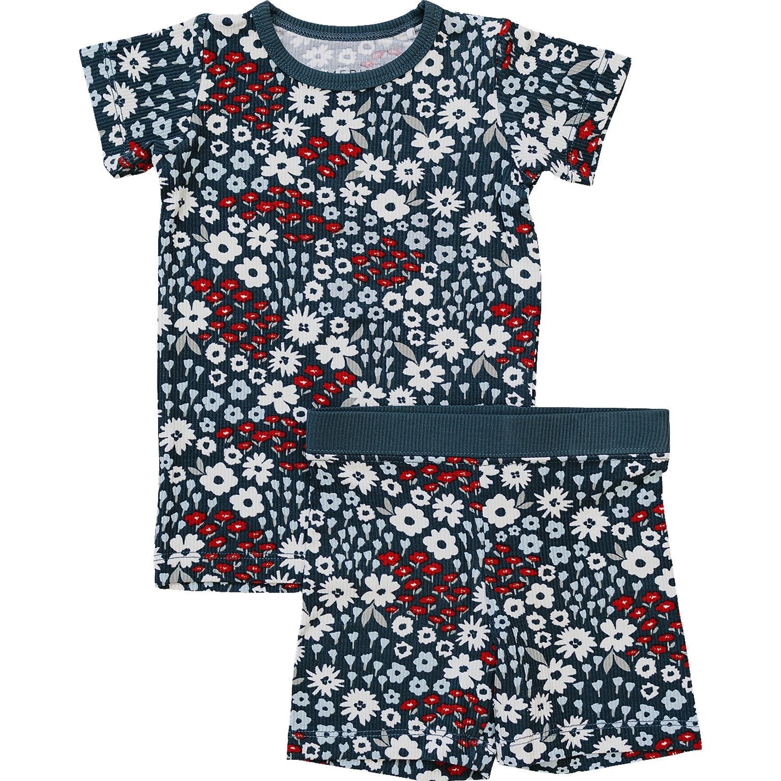 Bamboo Short Set – Americana Floral Ribbed - Blissfully Lavender BoutiqueMebie Baby
