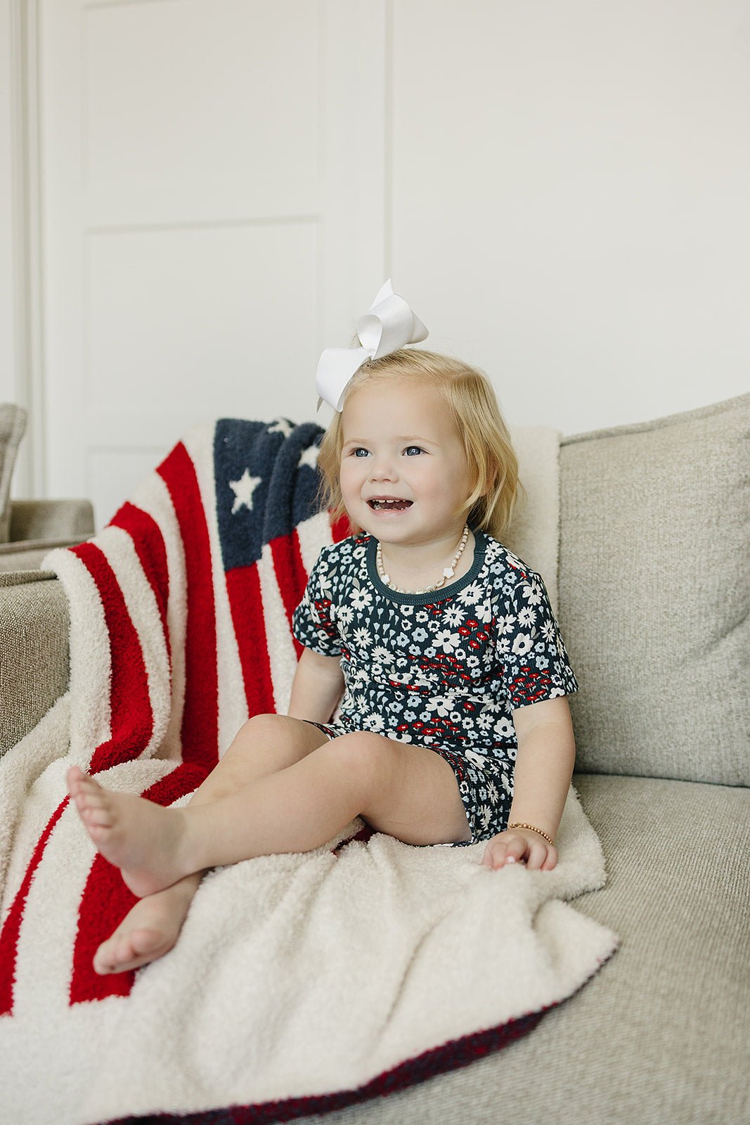 Bamboo Short Set – Americana Floral Ribbed - Blissfully Lavender BoutiqueMebie Baby