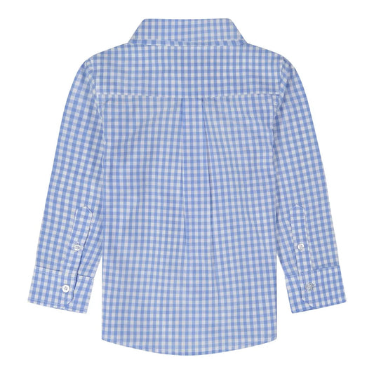 Boys Light Blue Gingham Button Down Shirt - Blissfully Lavender BoutiqueAndy & Evan