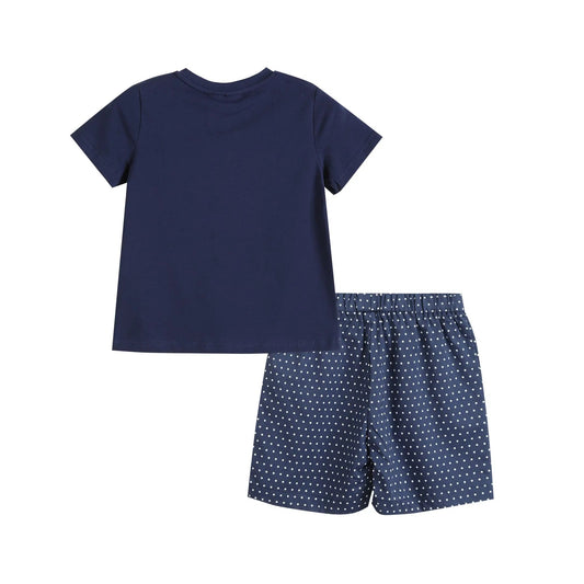 Boys Navy Americana Flag Smocked Tee and Star Shorts - Blissfully Lavender BoutiqueLil Cactus