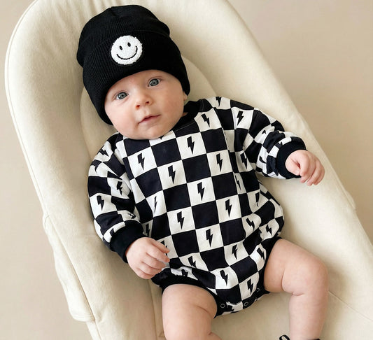 Bubble Romper | Charcoal Bolts