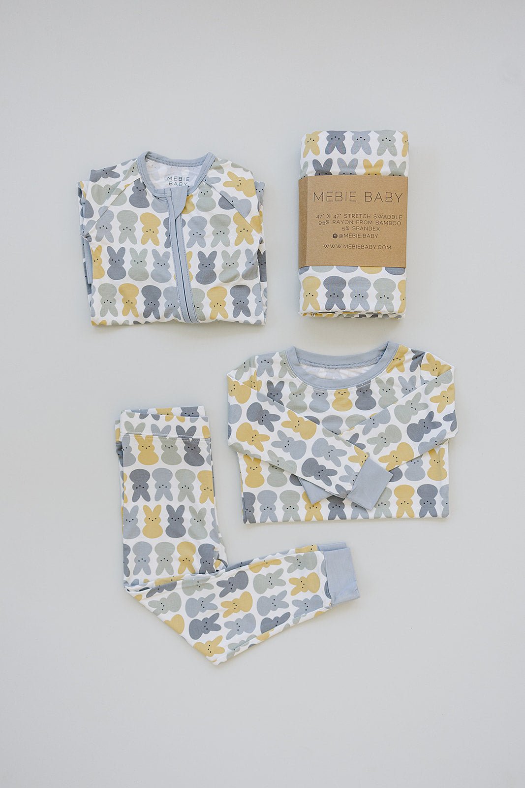 Dusty Blue Bunny Bamboo Zipper - Blissfully Lavender BoutiqueMebie Baby