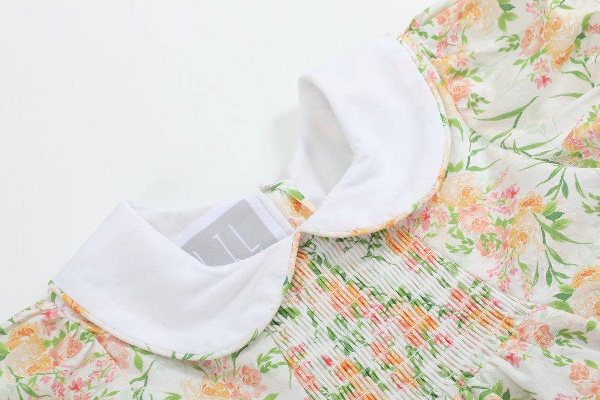 Floral Smocked Collared Dress