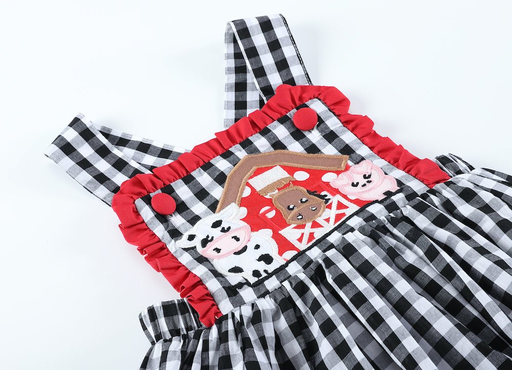 Girls Black Gingham Barn Scene Jumper Dress - Blissfully Lavender BoutiqueLil Cactus