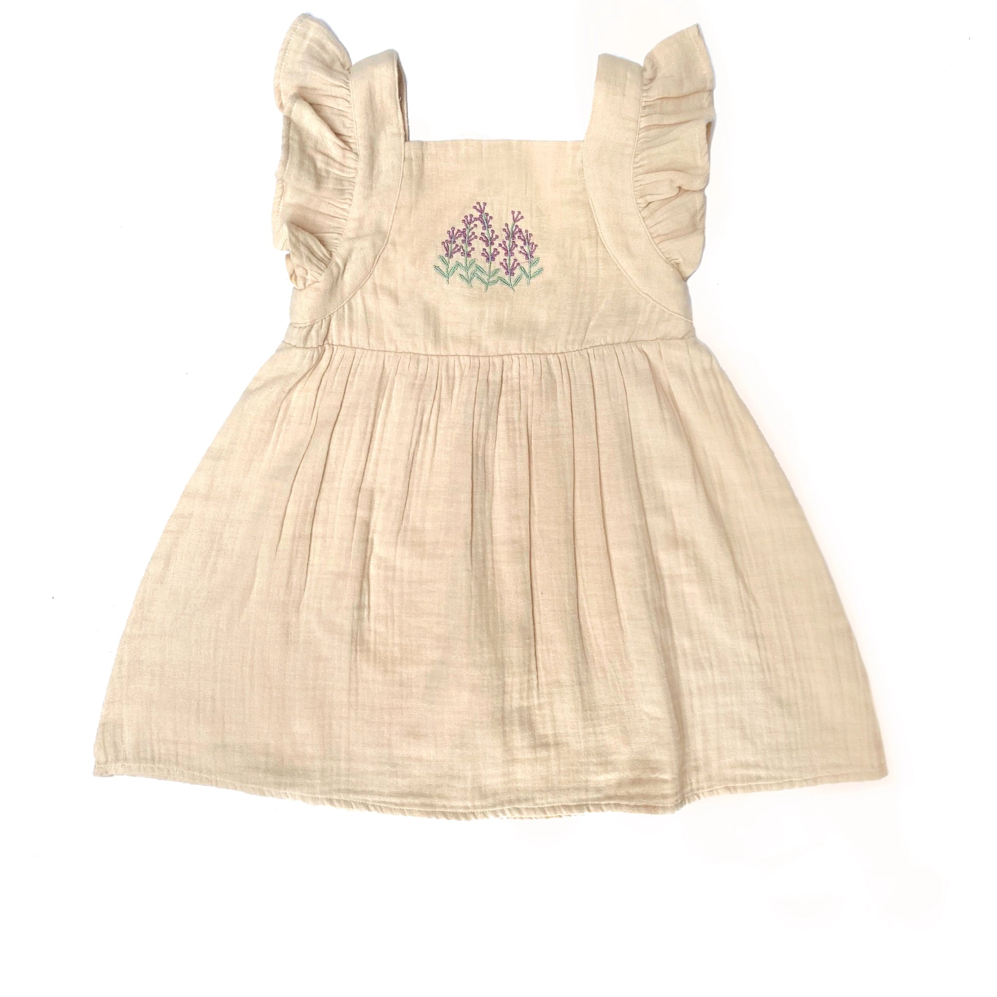 Girls Lavender Embroidered Tank Cotton Dress | 100% Cotton Comfort 4Y Girls Lavender Embroidered Tank Cotton Dress | 100% Cotton Comfort 4Y