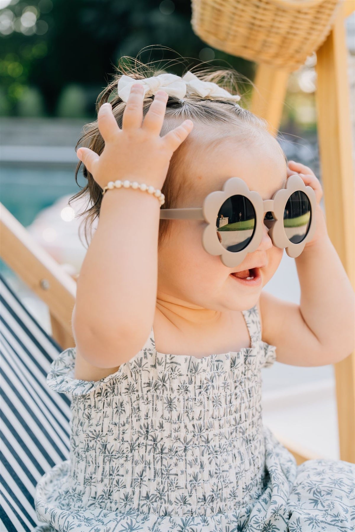 Girls Palm Tree Linen Dress - Blissfully Lavender BoutiqueMebie Baby