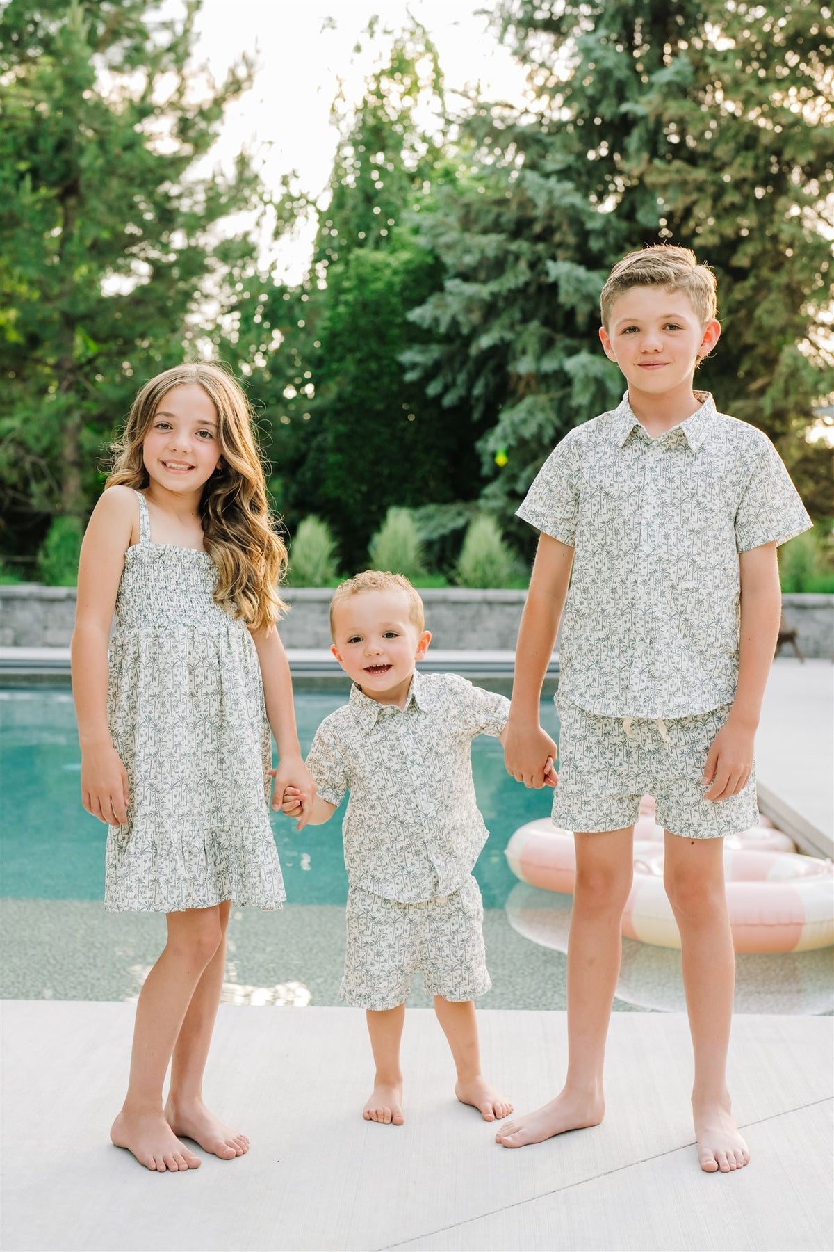 Girls Palm Tree Linen Dress - Blissfully Lavender BoutiqueMebie Baby