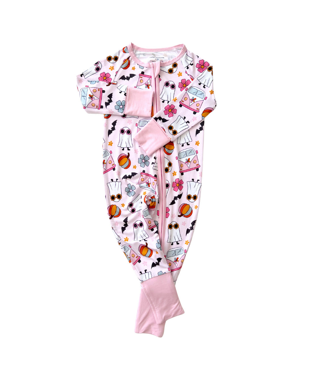 Baby Girl Retro Ghost Bamboo Zip Pajama Romper