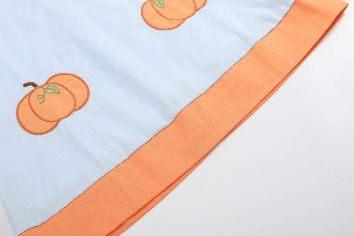 Light Blue Pumpkin Applique Collared Dress