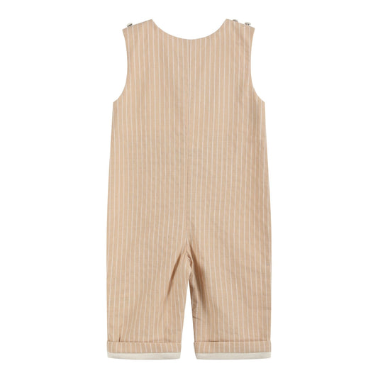Light Brown Pinstripe Pumpkin Smocked Longalls