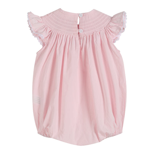 Light Pink Daisy Smocked Ruffle Bubble Romper