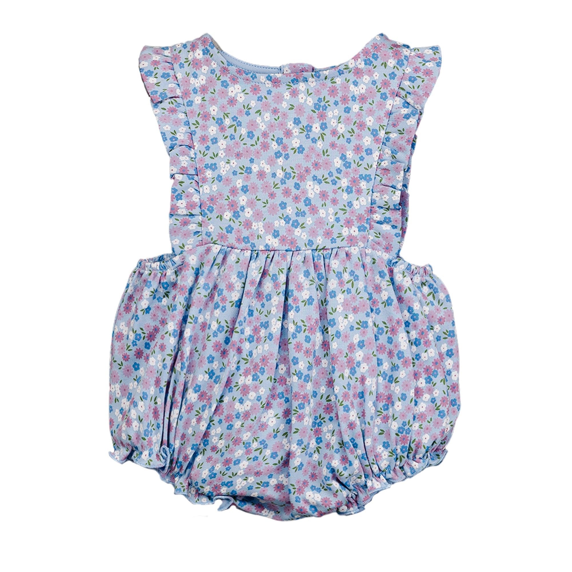 Liliana Sky Blue Pima Cotton Frilly Bubble Romper - Blissfully Lavender BoutiqueFeather Baby