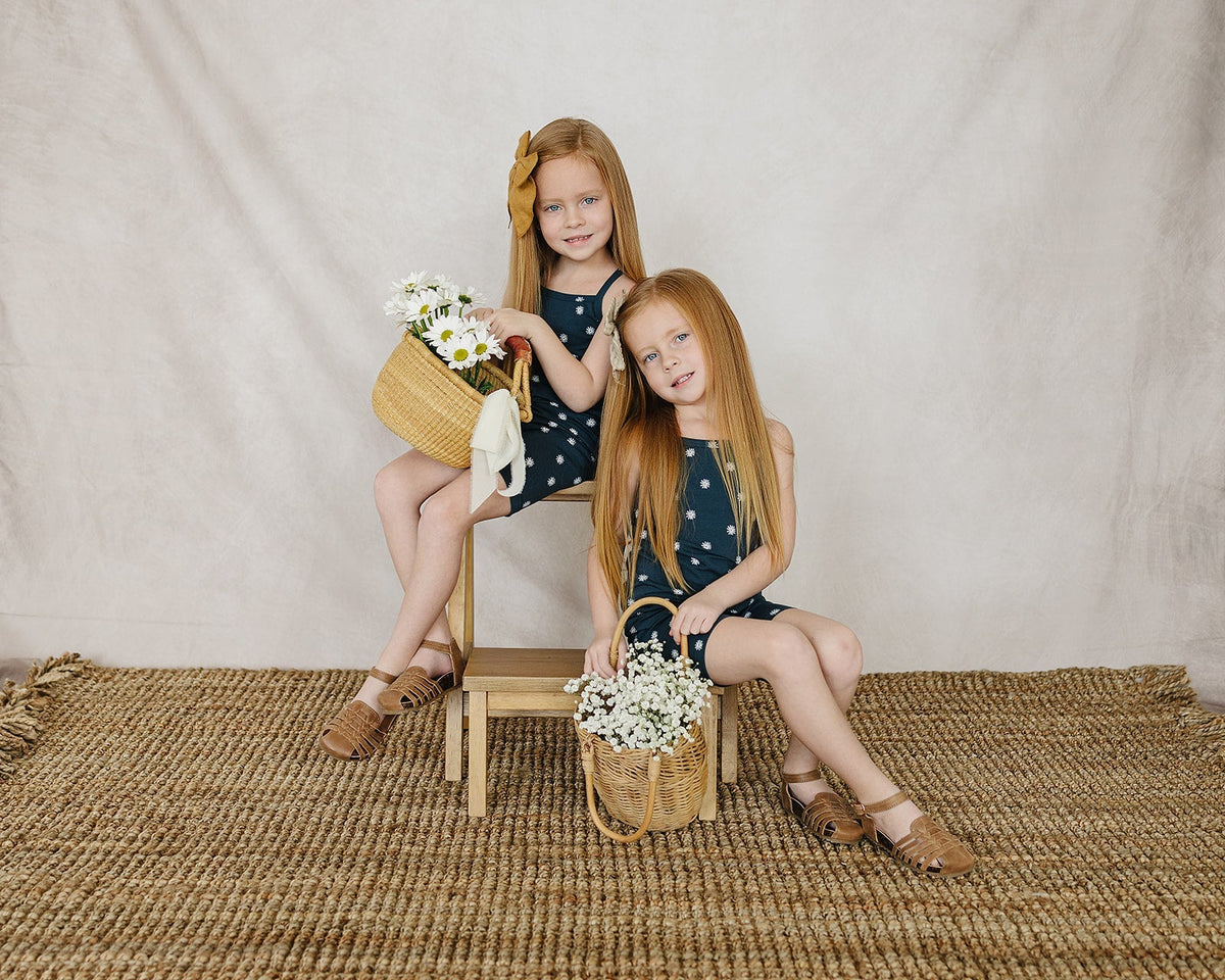 Navy Daisies Tank + Biker Short Set - Blissfully Lavender BoutiqueMebie Baby