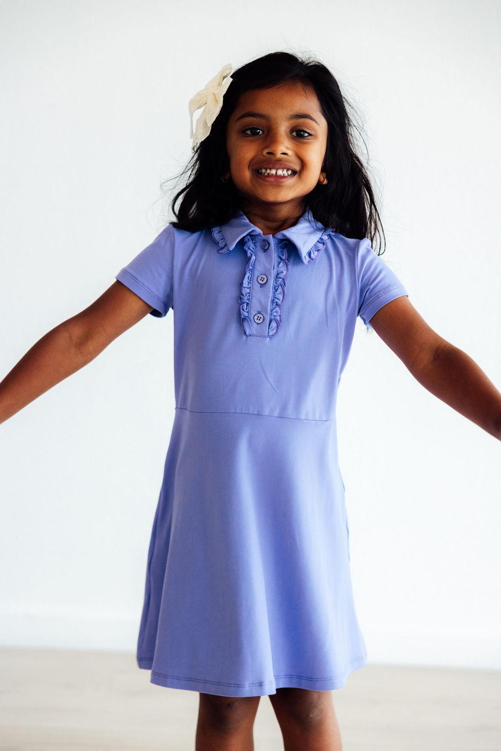 Periwinkle Short Sleeve Polo Dress - Blissfully Lavender BoutiqueMila & Rose ®