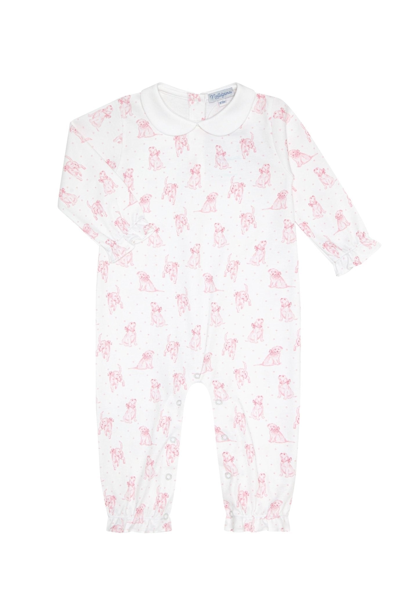 Pink Puppy Love Print Romper long sleeve - Blissfully Lavender BoutiqueNella Pima