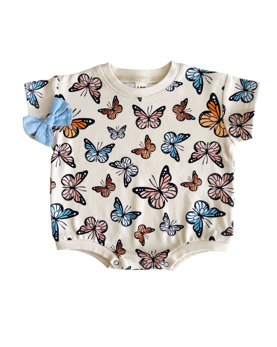 Baby Girl Butterflies Short Sleeve Bubble Romper