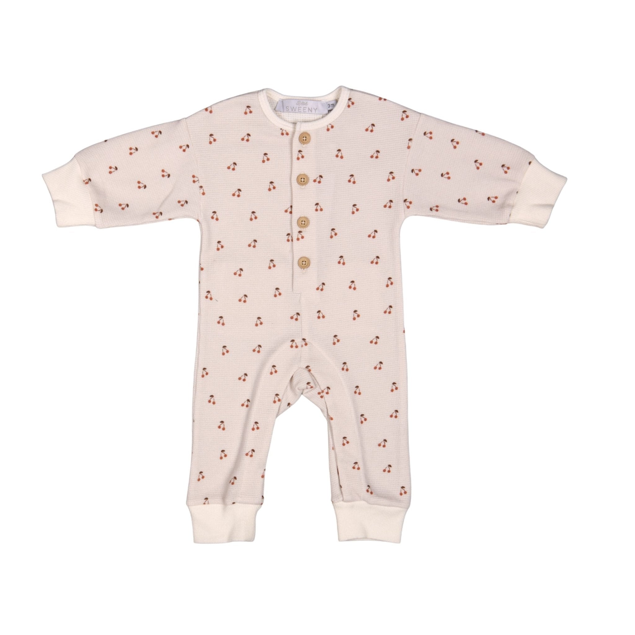 Sok Baby Girls Ivory Cotton Red Cherry Print Romper - Blissfully Lavender BoutiqueBebe Sweeny