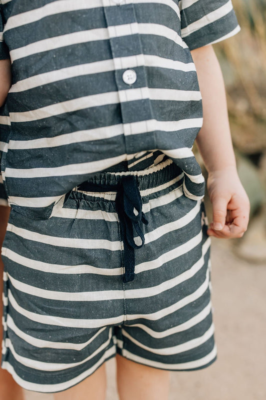 Stripe Linen Cotton Shorts - Blissfully Lavender BoutiqueMebie Baby