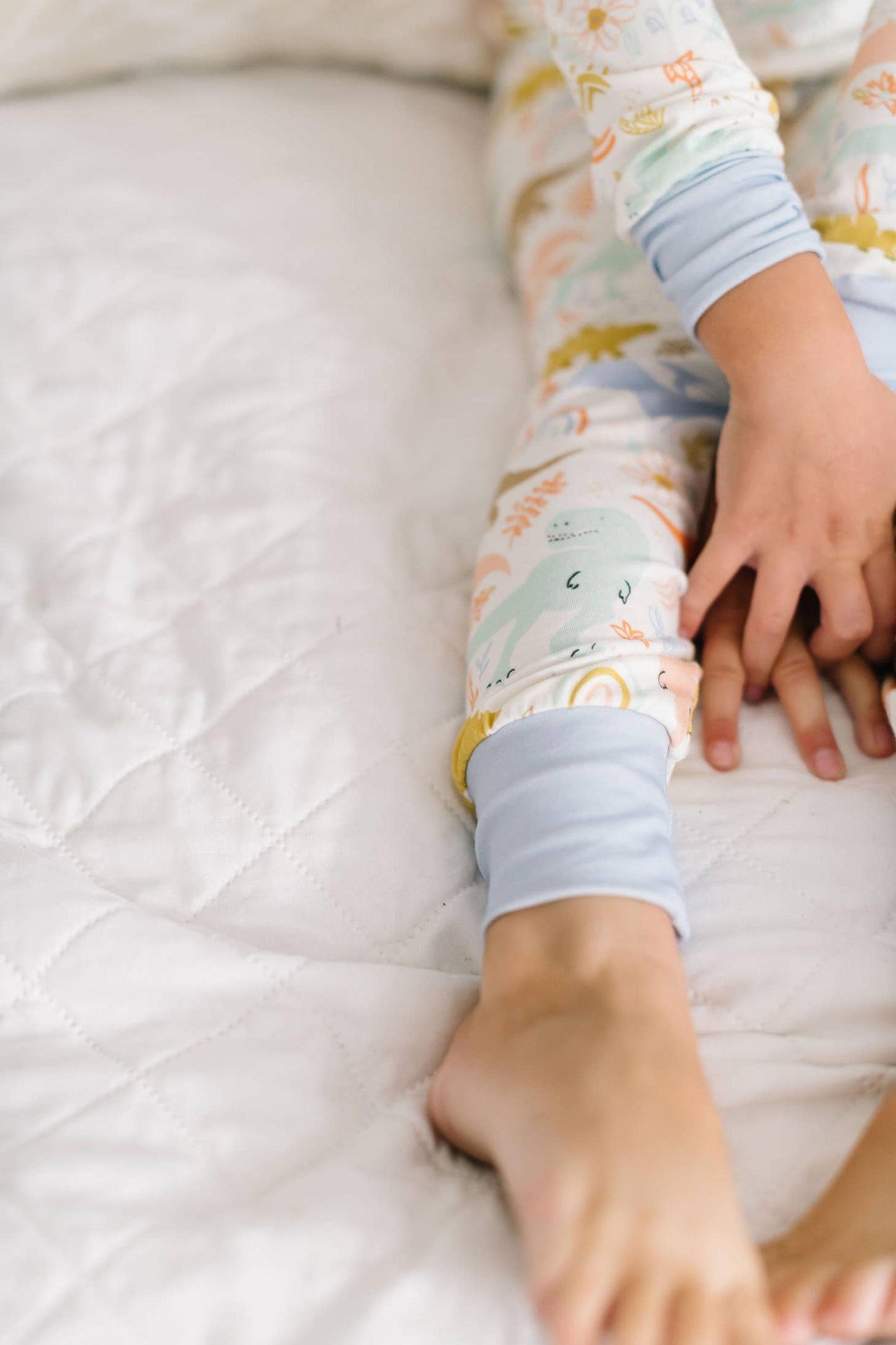 Girls Two-Piece Bamboo Pajama Set in Dainty Dinos