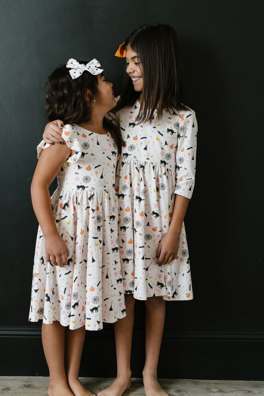 Girls Emile Twirl Dress in Spooky Scenes