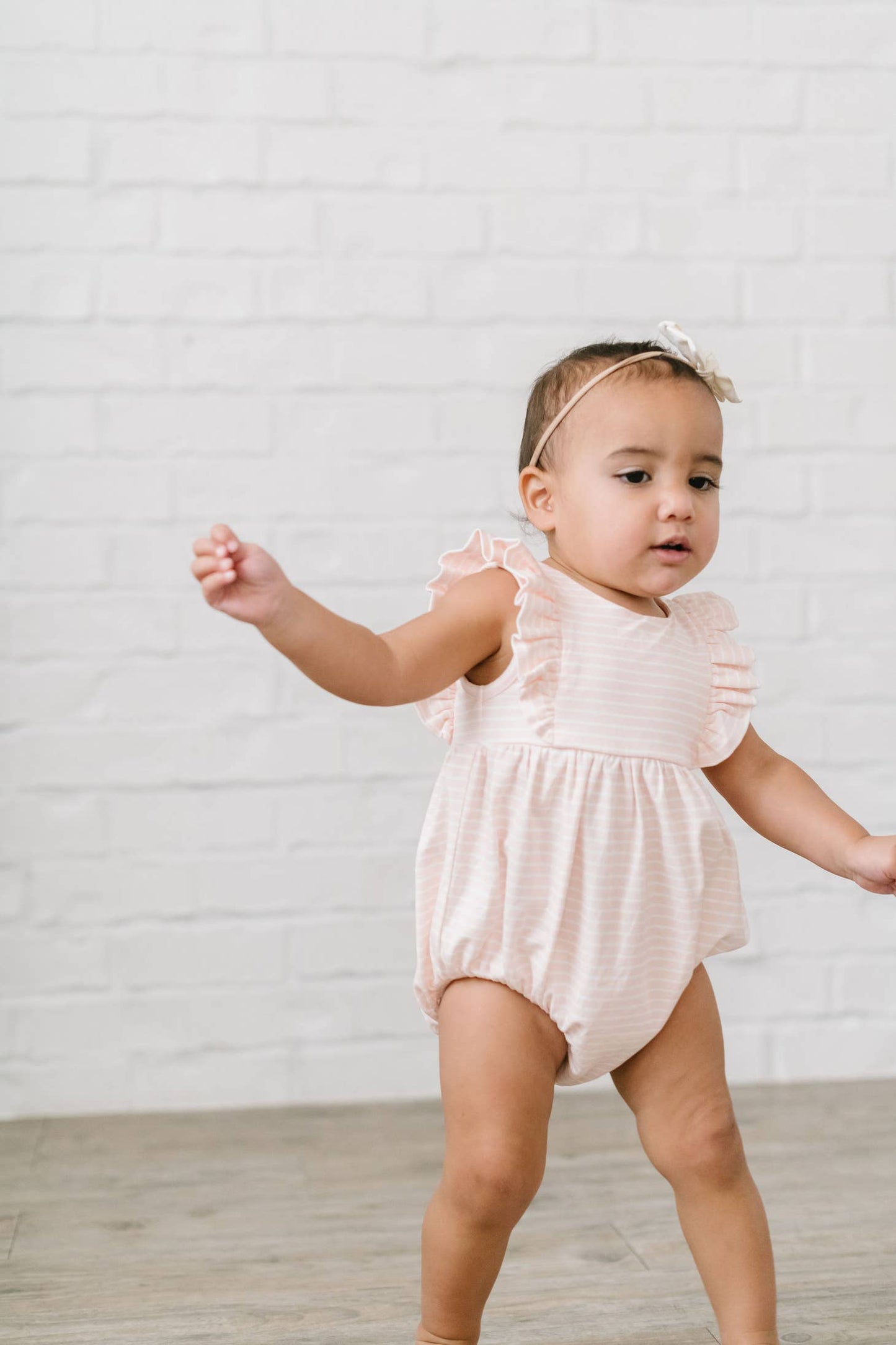Baby Girl Amelia Romper in Candy Stripe