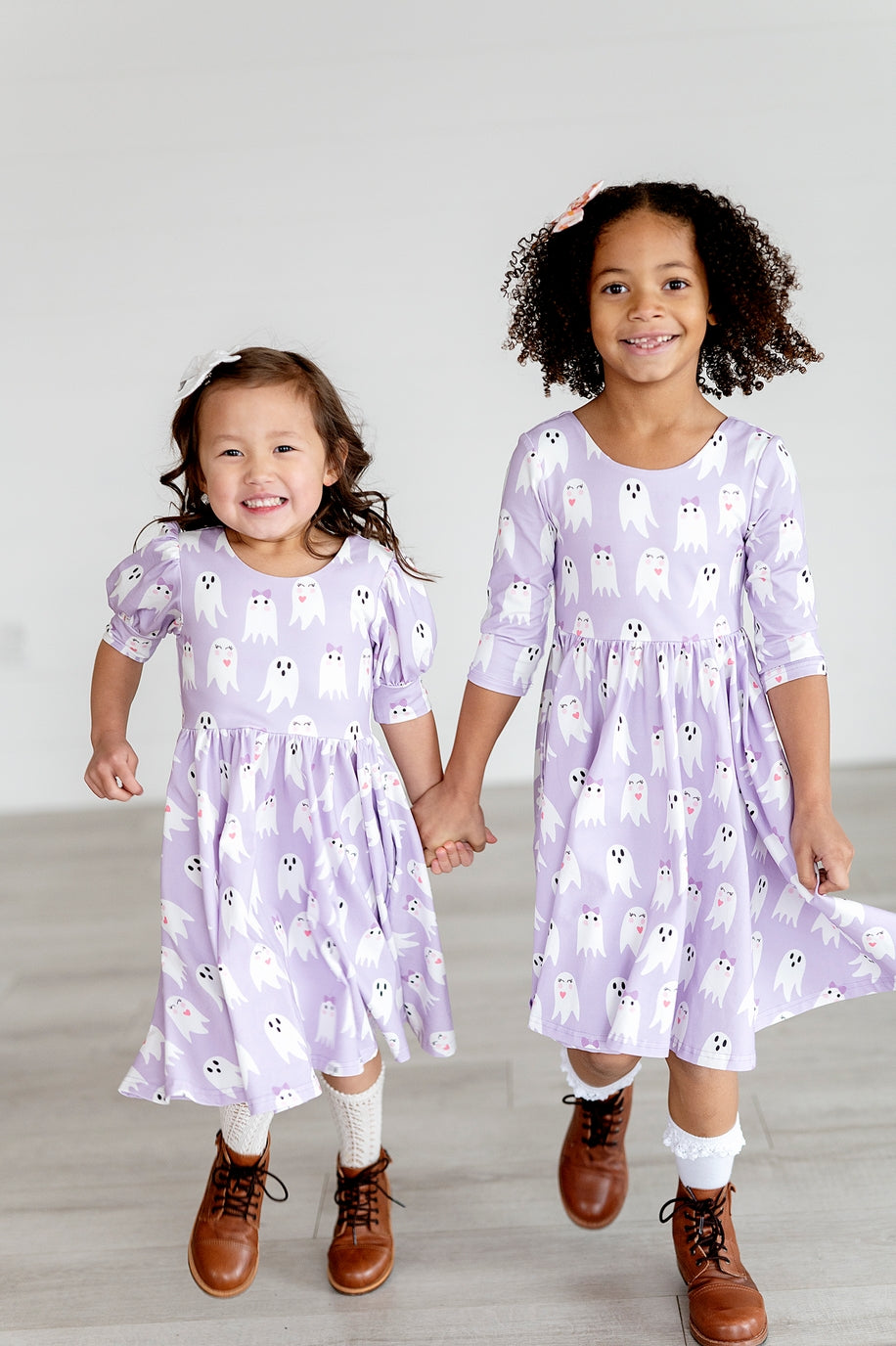 Girls Emile Dress in Purple Girly Ghost