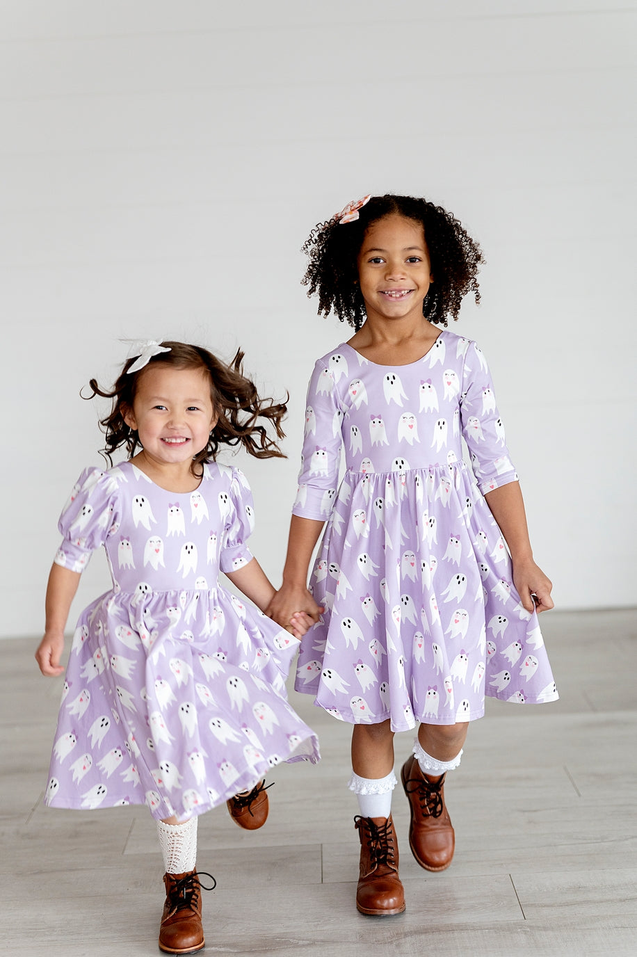 Girls Emile Dress in Purple Girly Ghost