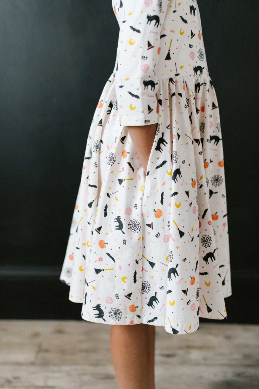 Girls Emile Twirl Dress in Spooky Scenes