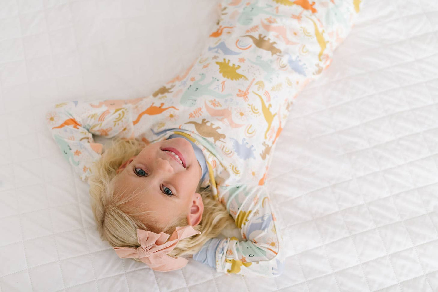 Girls Two-Piece Bamboo Pajama Set in Dainty Dinos