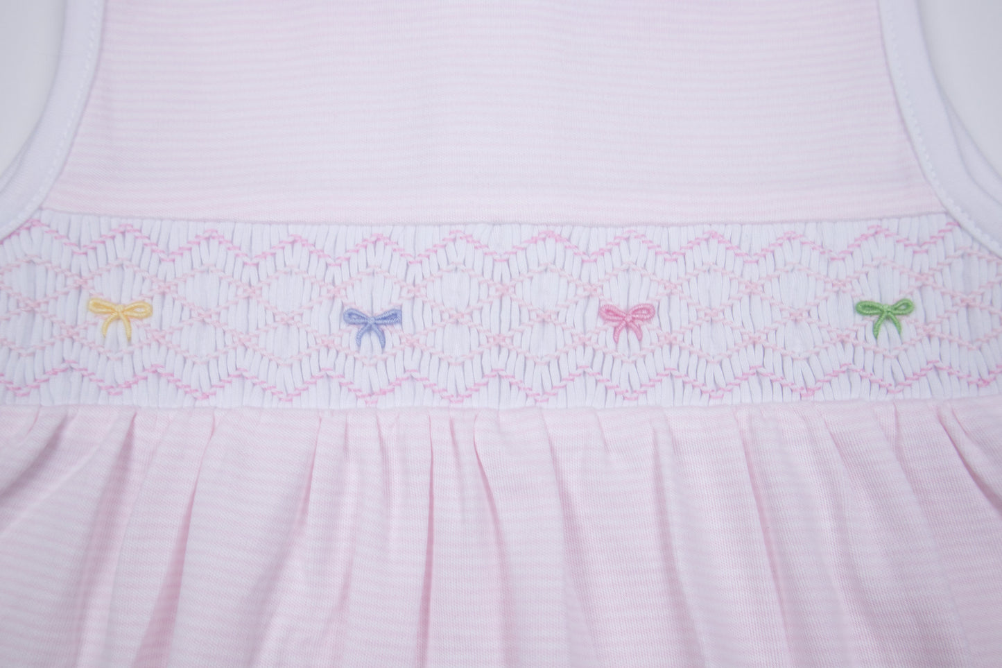 Baby Girl Pink Bow Smocked Bubble Romper