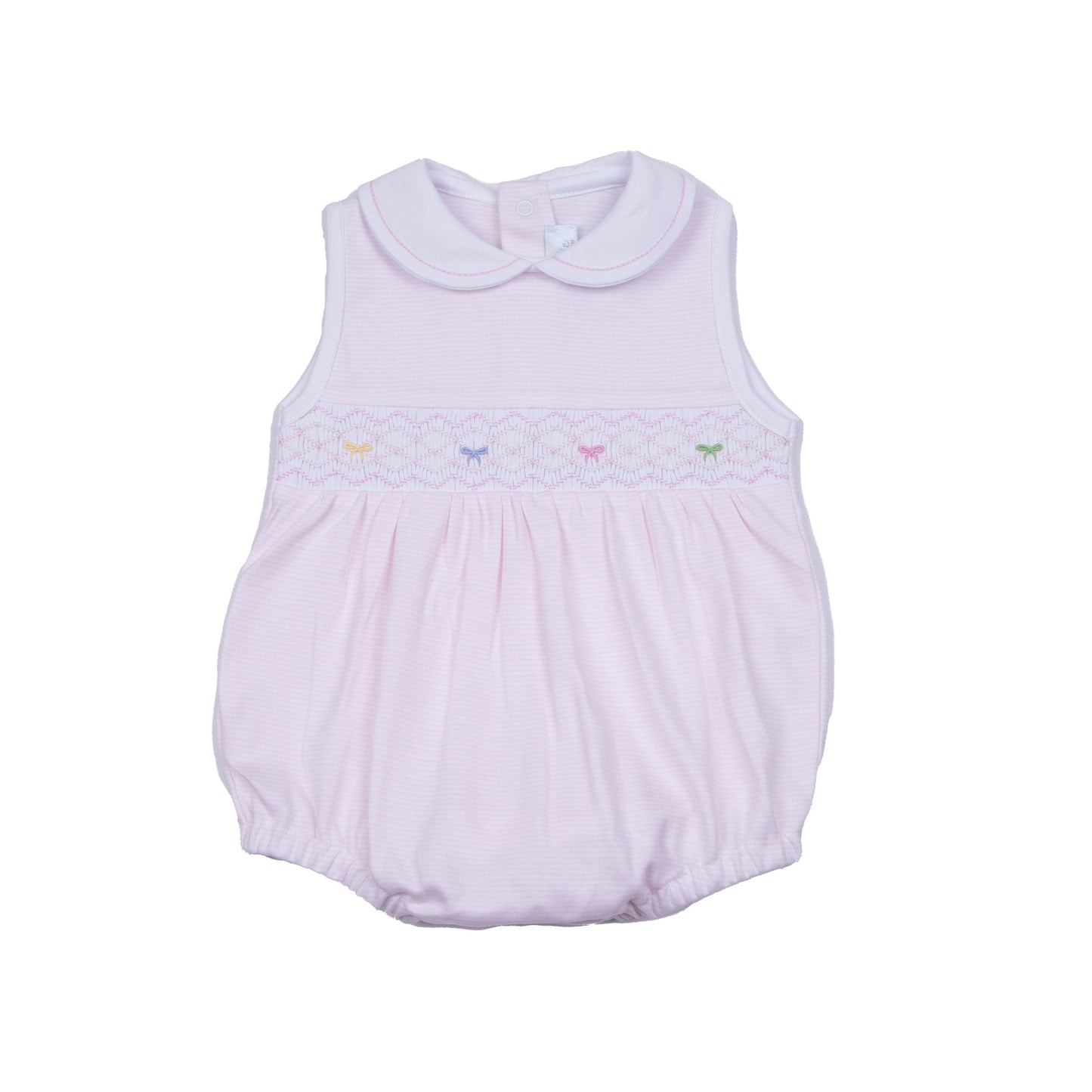Baby Girl Pink Bow Smocked Bubble Romper
