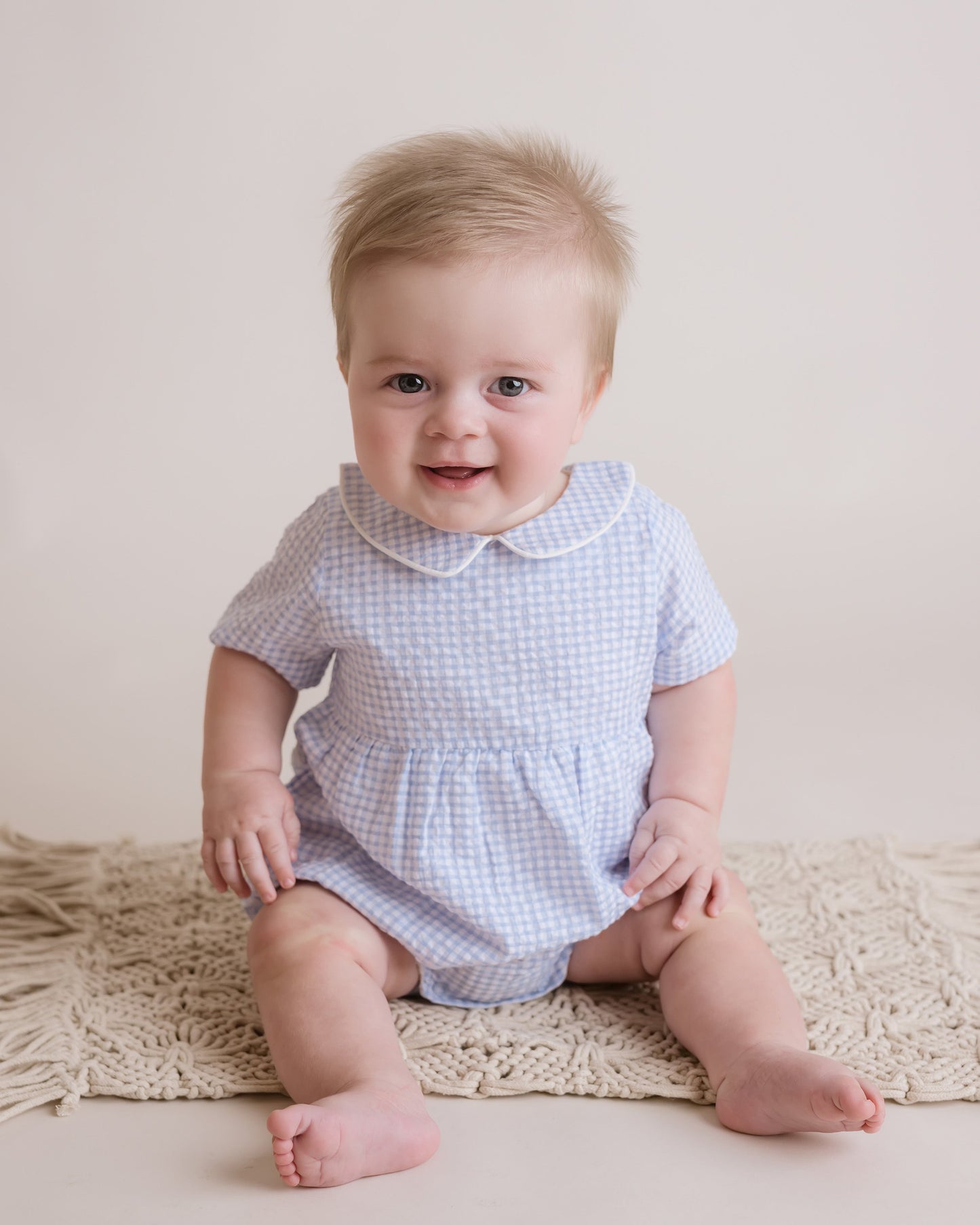 Baby Boy Seersucker Boys Bubble Romper, Lt.Blue