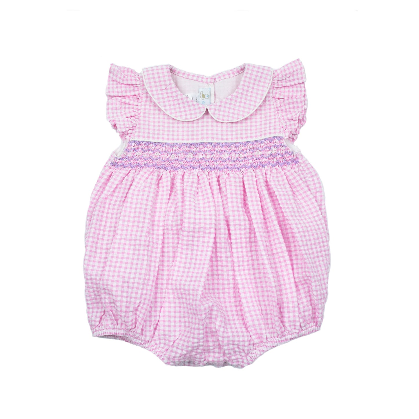 Baby Girl Anna Smocked Bubble Romper, Pink
