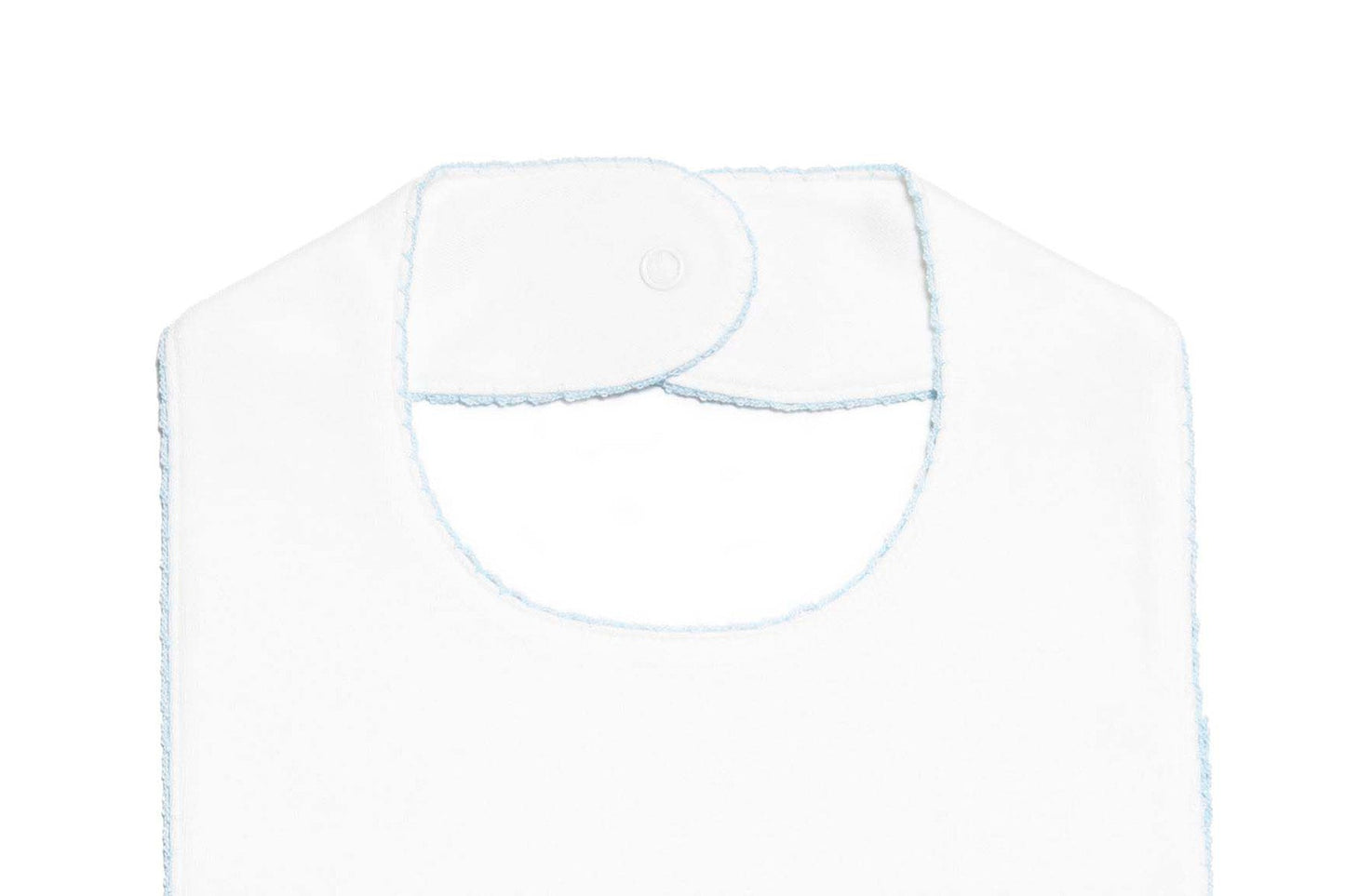 Baby Classic Pima Cotton Bib, White with Lt.Blue Trim
