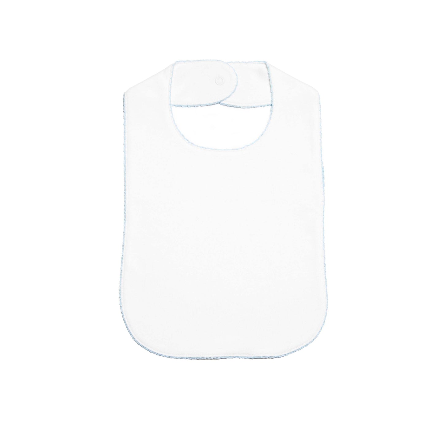 Baby Classic Pima Cotton Bib, White with Lt.Blue Trim