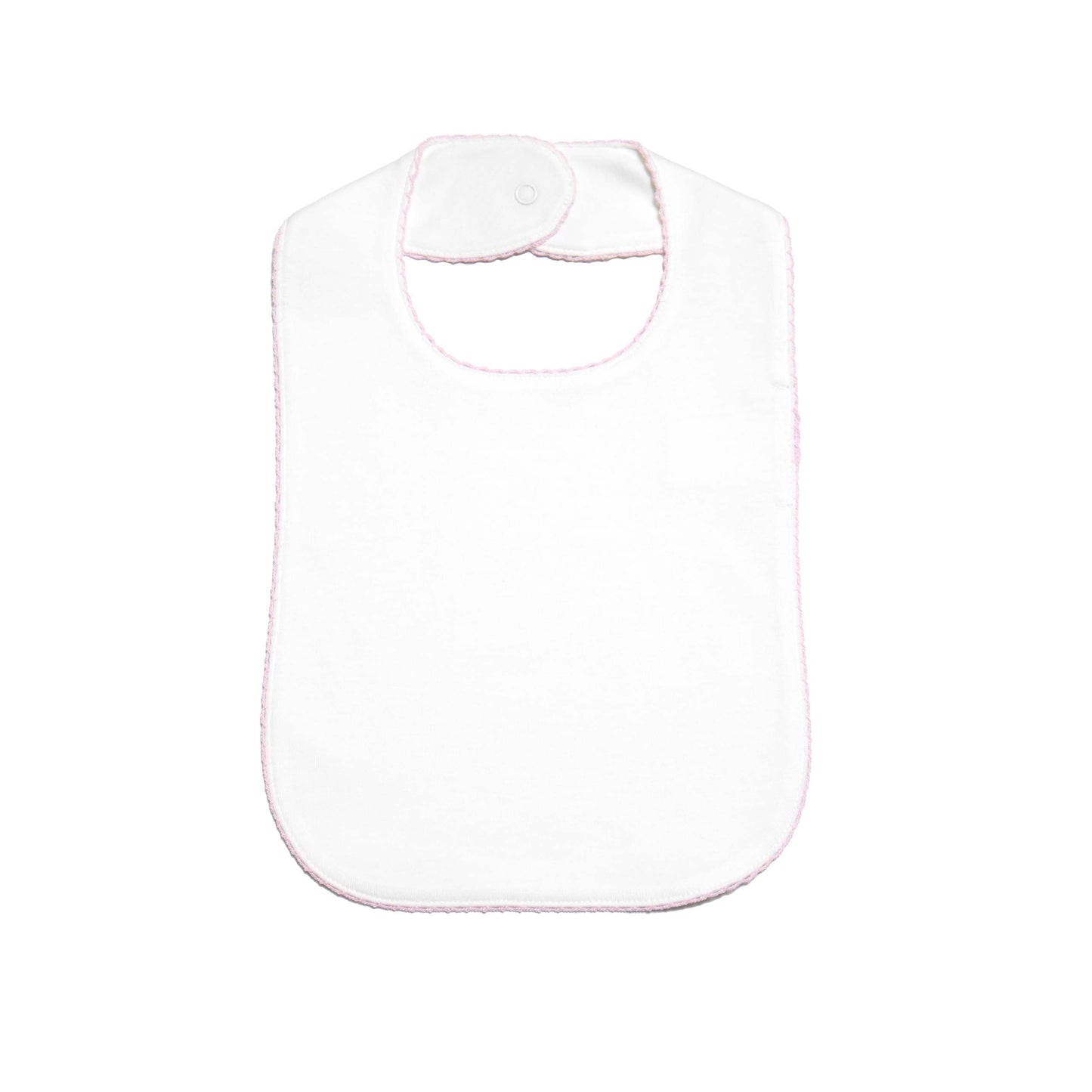 Baby Girl Classic Pima Cotton Bib, White with Pink Trim