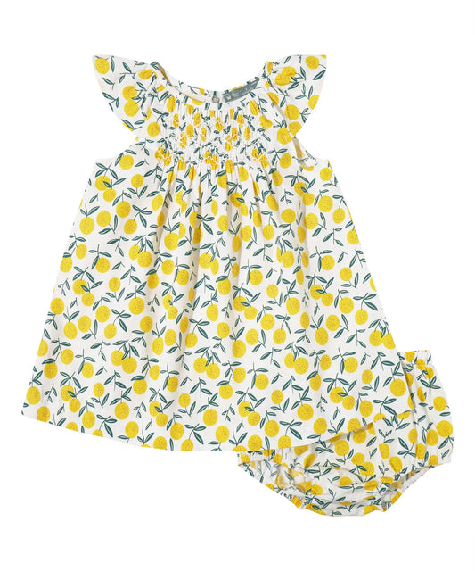 Baby Girl Yellow Lemons Smocked Dress Set
