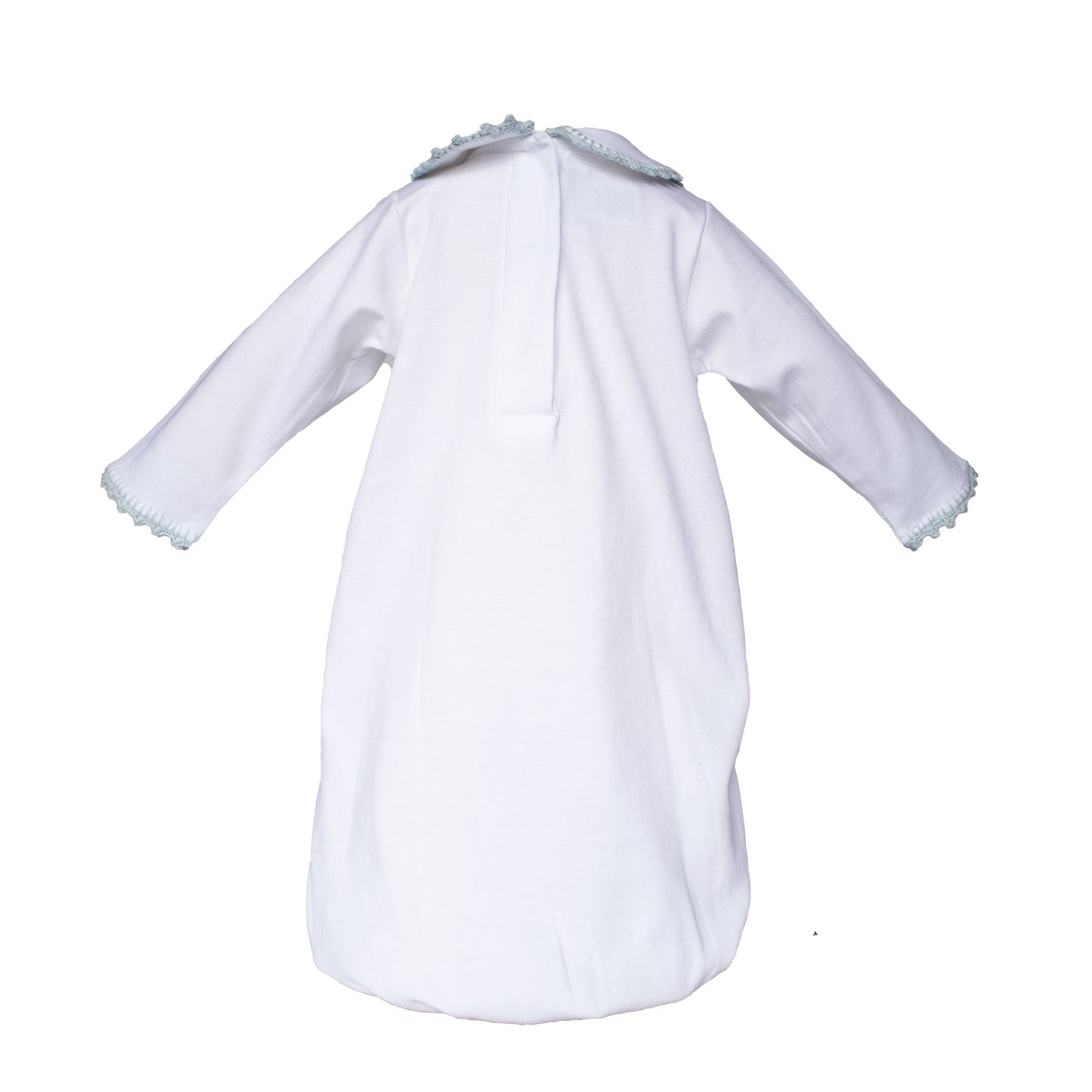 Baby Boy Crochet Trim Day Gown, Blue Trim